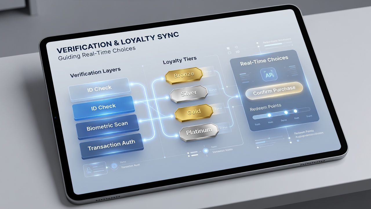 Handheld screen showing tier-based options updating after verification sync