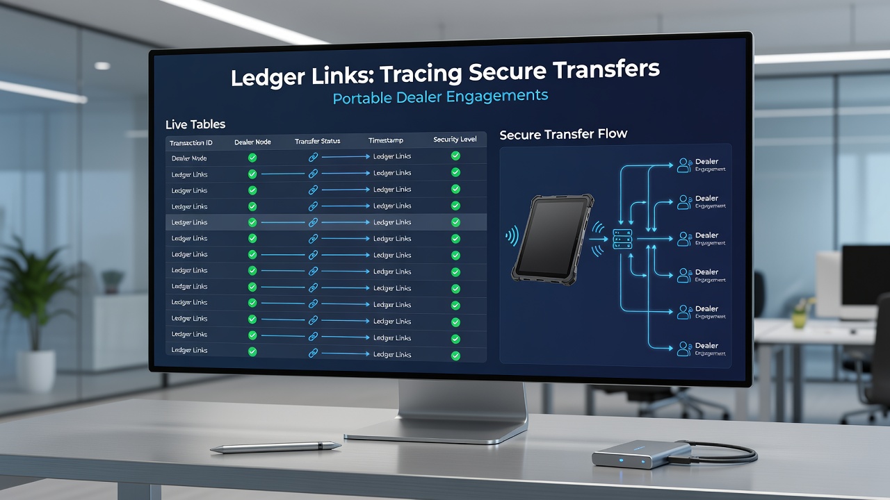 Portable dealer equipment integrated with transaction ledgers
