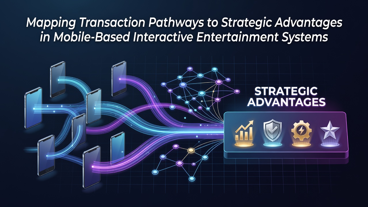 Diagram illustrating transaction pathways within mobile interactive entertainment platforms