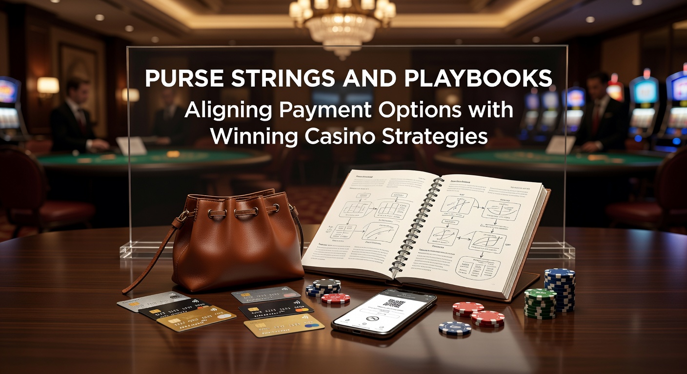 Digital wallet icons overlayed on casino chips and strategy charts, illustrating payment methods integrated with gaming tactics