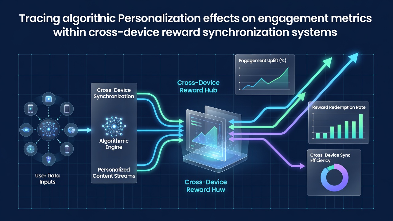Diagram illustrating cross-device reward synchronization with algorithmic personalization layers across mobile, tablet, and desktop interfaces