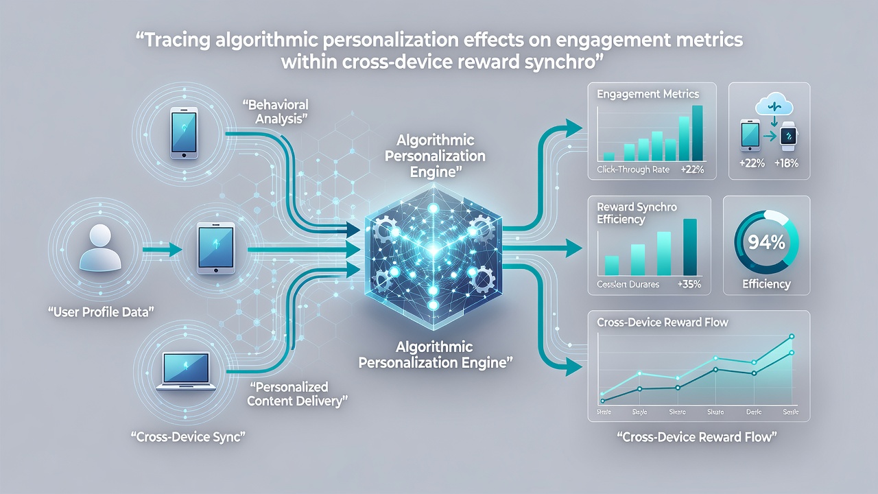 Flowchart showing data collection points and metric evaluation stages in cross-device reward synchronization pipelines