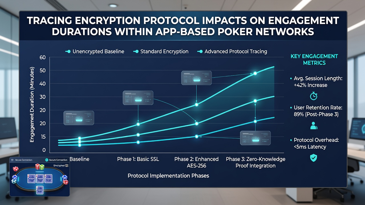 Graph comparing average session lengths across different encryption protocol versions in poker apps